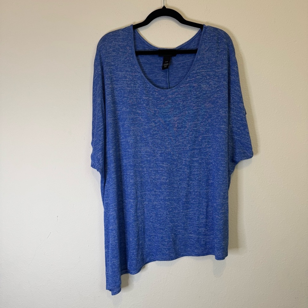 Lane Bryant Blue Plus Size Short Sleeve Asymmetrical Blouse size 26/28 4x